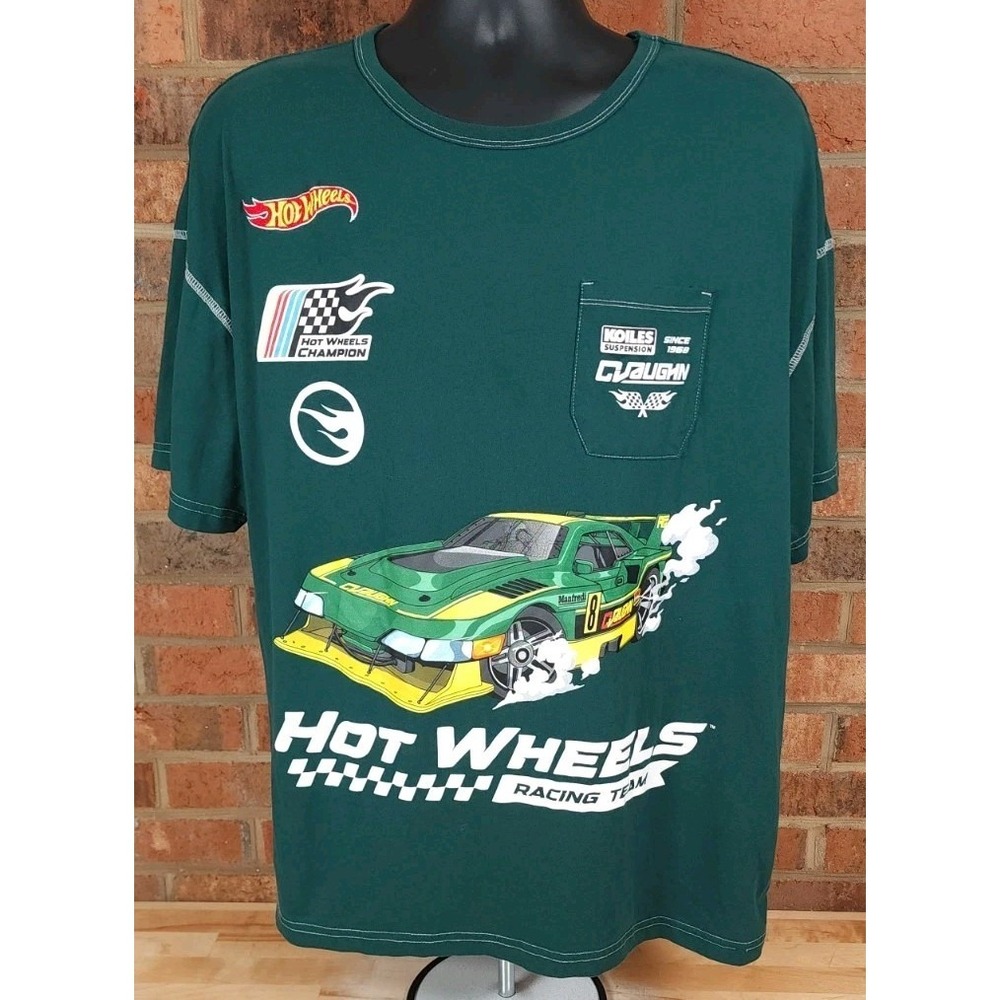Hot Wheels Racing Team Teal Contrast Stitch‎ Pocket T-Shirt Mens XL